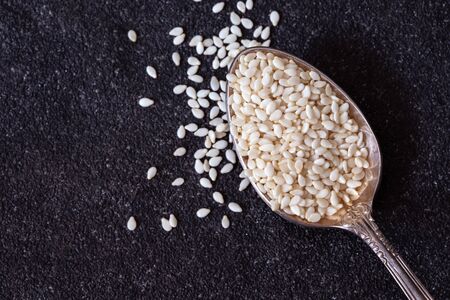 organic  White sesame seeds ,healthy food for reductions in both systolic and diastolic blood pressureの写真素材