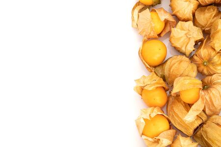 fresh Cape gooseberry fruit on white backgroundの写真素材
