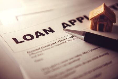 Close up  a  Loan Application form paper with pen , home loan or personal loan application conceptの写真素材