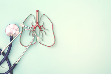 stethoscope with sign symbol of lung for lung disease protection, World Lung Cancer day, world tuberculosis day or other each about lung healthの写真素材