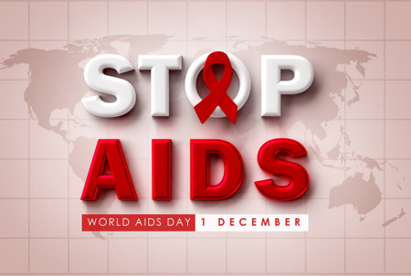 Word of STOP AIDS banner campaign for World AIDS Day, 3D renderingの写真素材