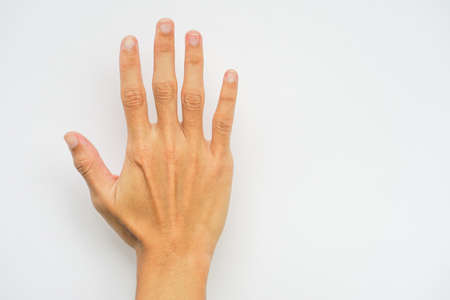 man hand isolated on white background with copy spaceの写真素材