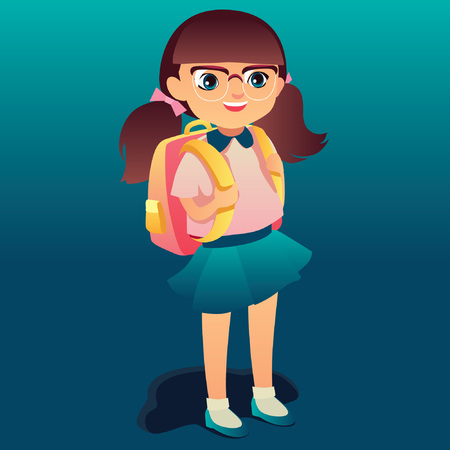 School girl with backpackのイラスト素材