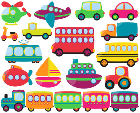 Cute Vector Collection of Transportation Vehicles のイラスト素材