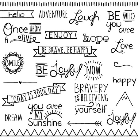 Vector Collection of Hand Drawn Doodle Word and Phrasesのイラスト素材