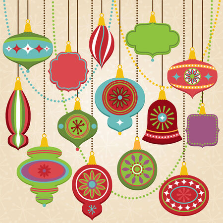 Vector Collection of Retro Christmas Ornamentsのイラスト素材