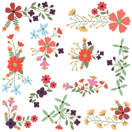 Vector Set of Vintage Style Flower Clustersのイラスト素材