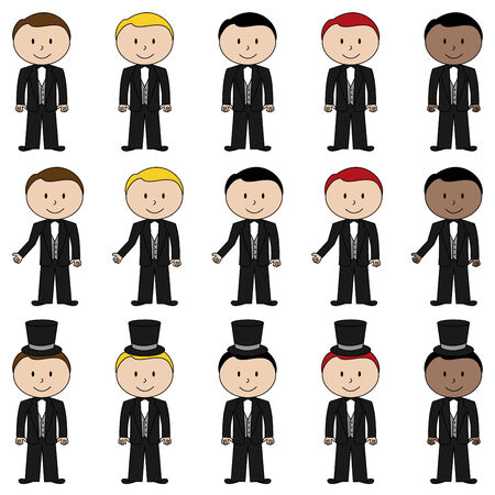 Large Set of Vector Groom Stick Figuresのイラスト素材