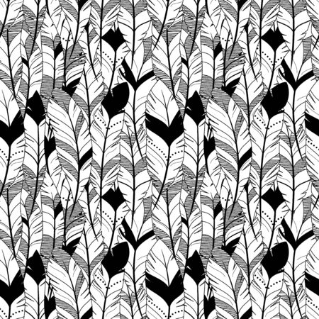 Vector Feather and Arrow Background Pattern - Seamless and Tileableのイラスト素材