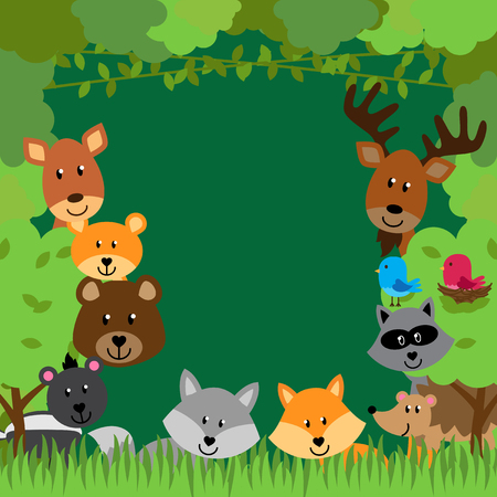 Forest Animals Vector Backgroundのイラスト素材