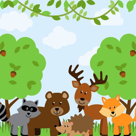 Forest Animals Vector Backgroundのイラスト素材