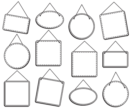 Doodle Style Hanging Signs or Frames in Vector Formatのイラスト素材