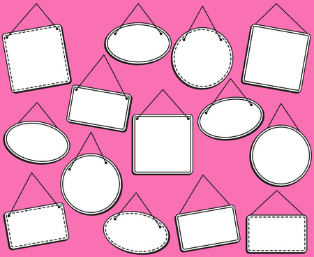 Doodle Style Hanging Signs or Frames in Vector Formatのイラスト素材