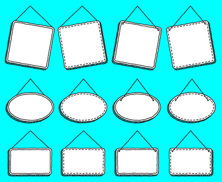 Doodle Style Hanging Signs or Frames in Vector Formatのイラスト素材