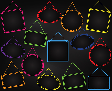 Chalkboard Style Hanging Frames or Hanging Signs in Vector Formatのイラスト素材