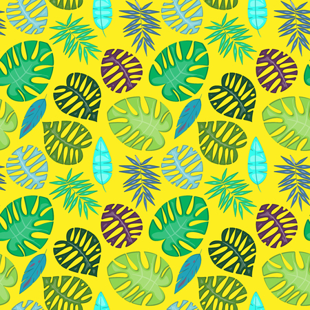 Tropical Leaf Vector Seamless Pattern or Backgroundのイラスト素材