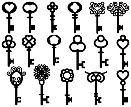 Vector Set of Vintage Style or Antique Style Keysのイラスト素材