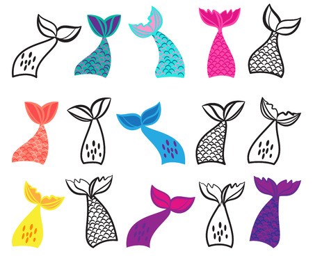 Vector Collection of Mermaid Tail Illustrationsのイラスト素材