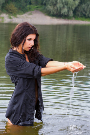 Girl in water の写真素材