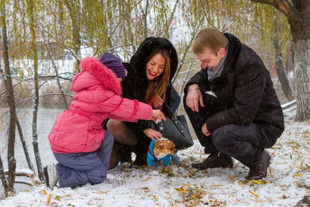 Family walk in natureの写真素材