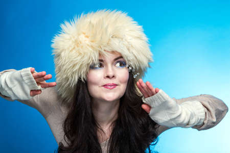 A woman in a warm hatの写真素材