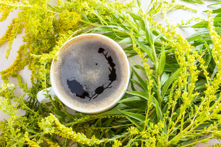 White cup with a drink.の写真素材