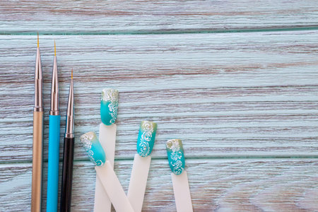 Nail design with ice cream image.