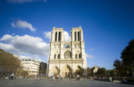 Long- TIme Exposure photography of the church Notre Dame - Paris, Franceの写真素材