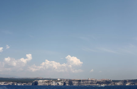the town Bonifacio seen from the distanceの写真素材