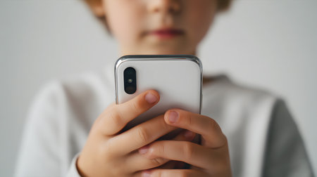 Children are watching smartphones, representing a picture of the negative impact of excessive screen time on children.の素材
