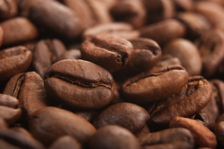 close-up of roasted coffee beans の写真素材