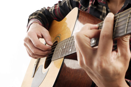 playing the guitar 