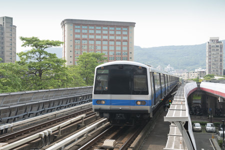 Elevated Commuter Train in motion
