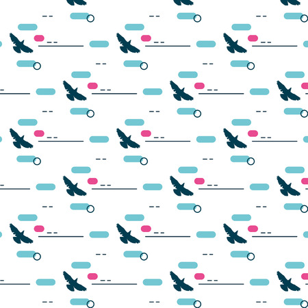 Hipster fashion Memphis pattern with blue and white stripesのイラスト素材