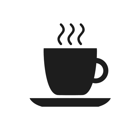 Black cup icon with coffee cafe restaurant food drinks tea black contour on white backgroundのイラスト素材
