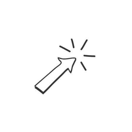 Hand drawn doodle click arrow icon. black sketch. Sign symbol. Decoration element. flat design. Vector illustrationのイラスト素材