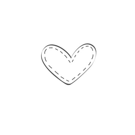 Illustration of the heart in the style of doodle. Black white hand-drawn drawing. Vector.のイラスト素材