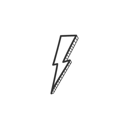 A drawing of lightning in the style of a doodle Symbol of a thunderstorm. Vector drawing by hand.のイラスト素材