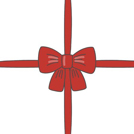 Red bow with a ribbon. Vector illustration. Gift boxのイラスト素材