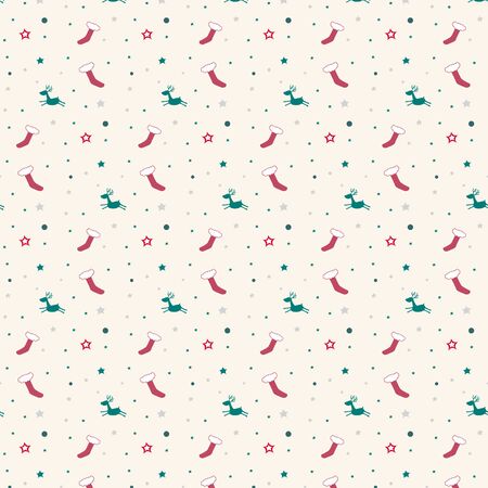 Christmas pattern with deers and Christmas trees. Vector holiday ornamentのイラスト素材