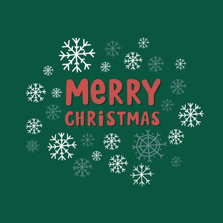 Merry Christmas. Holiday card design with snowflakes. Vector holiday illustration. New yearのイラスト素材