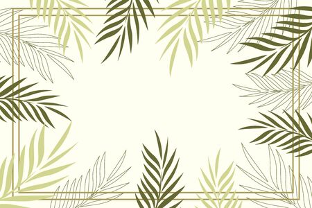 Background with tropical leaves. Vector frame of tropical palm leaves.のイラスト素材