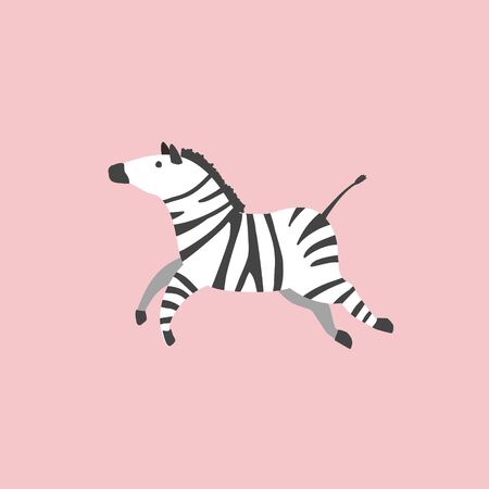 Zebra. Vector flat illustration of a zebra. Cartoon style. Scandinavian design.のイラスト素材