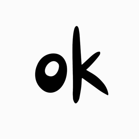 Ok symbol. Vector lettering in doodle style. Freehand drawing.のイラスト素材