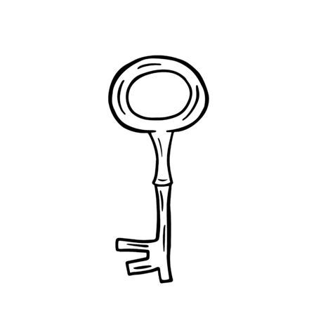 Key. The old key. Vector linear drawing by hand. Doodle style illustrationのイラスト素材