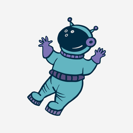 Cosmonaut. Vector color drawing of an astronaut. Flat illustration. Man in space. Man in a spacesuitのイラスト素材