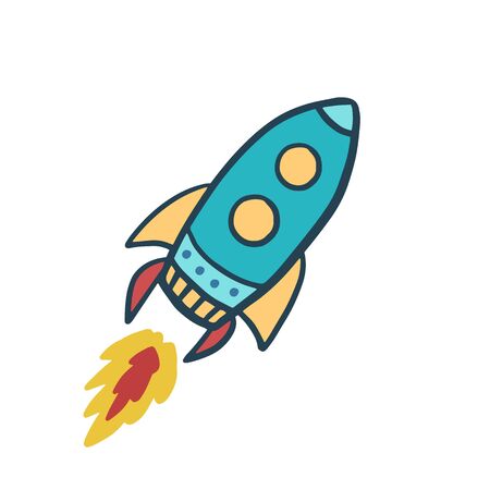 Rocket. Space ship. Color vector illustration. Flying rocketのイラスト素材