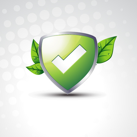 tested  shield with eco leafsのイラスト素材