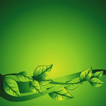 green abstract wave  illustration with leafのイラスト素材