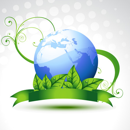 beautiful vector earth with leafsのイラスト素材